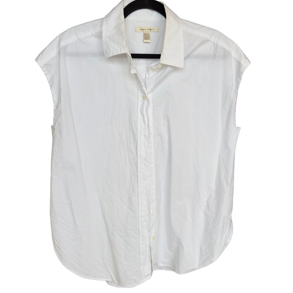 Banana Republic Cap Sleeve Collared Button Down Shirt Size Medium